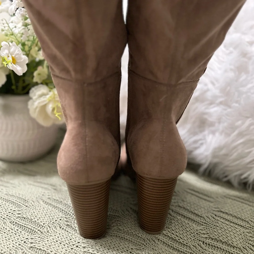 NWT Style & Co. 11(Extra Wide Calf)Tall Tan /Brown Suede Over-the-Knee Boots